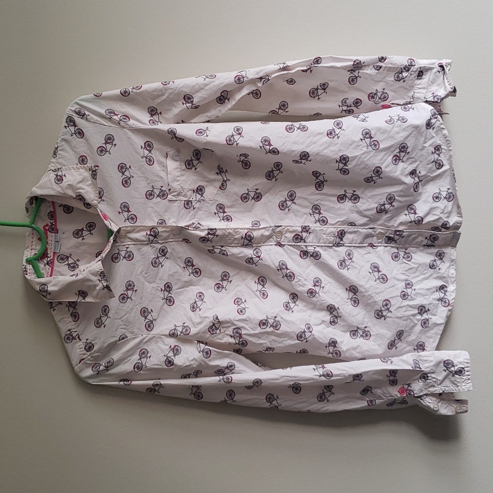 Boden Bicycle White Pink Dress Shirt 2R